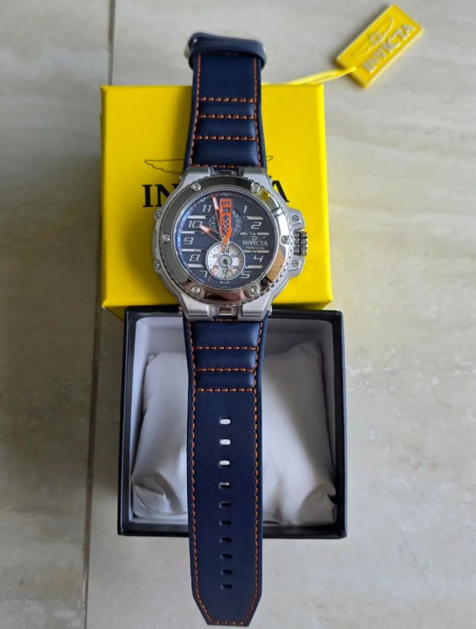 Relógio Invicta 47378 Racing Downforce Azul, prata e laranja