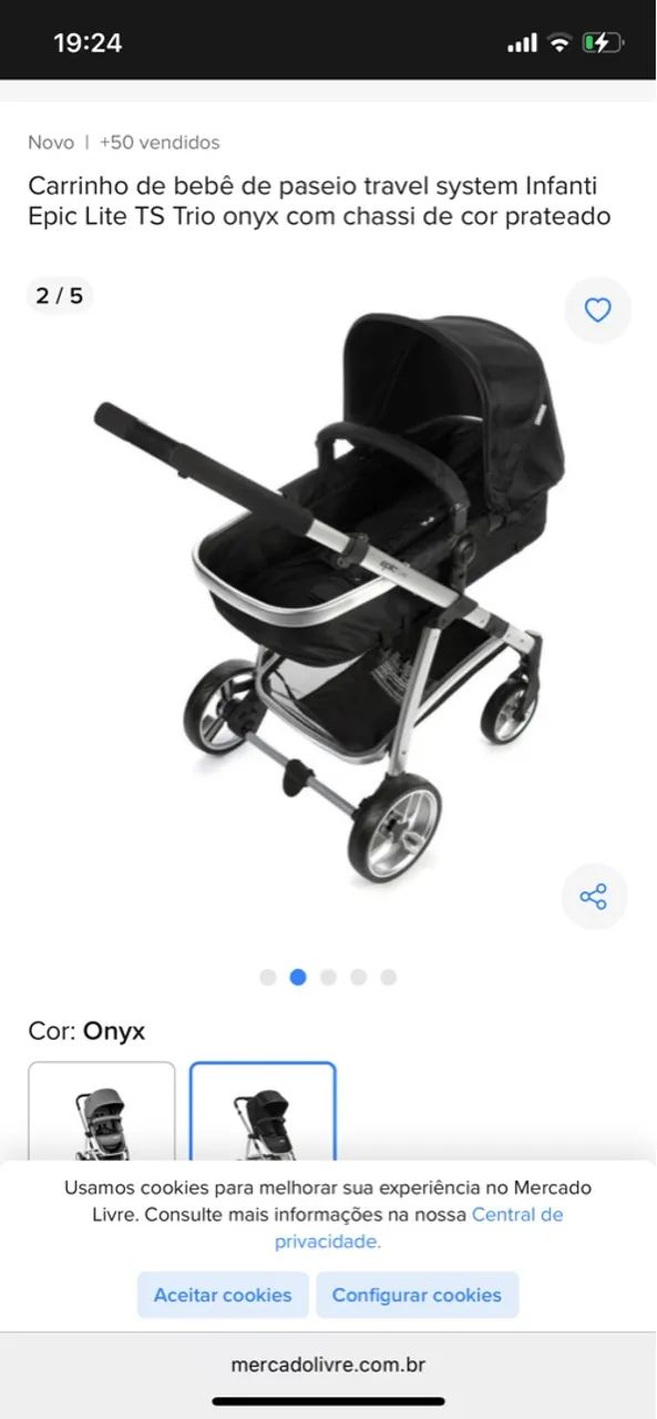 Carrinho de bebê Infanti Epic Lite TS Trio onyx