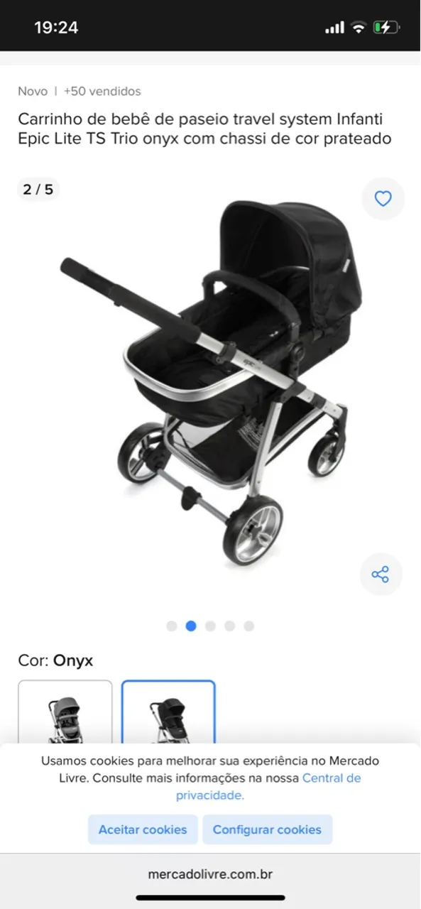 Carrinho de bebê Infanti Epic Lite TS Trio onyx