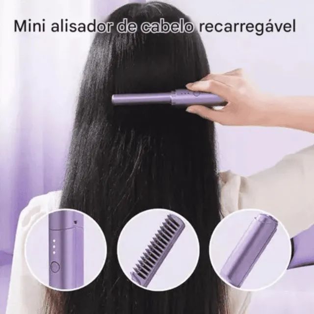 Mini Pente De Alisamento Capilar Recarregável 