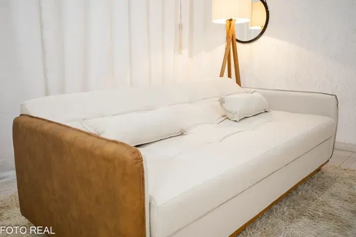 Sofá Cama Ipanema Baú Linho Bege  Larg. 2.05m - Foto 3