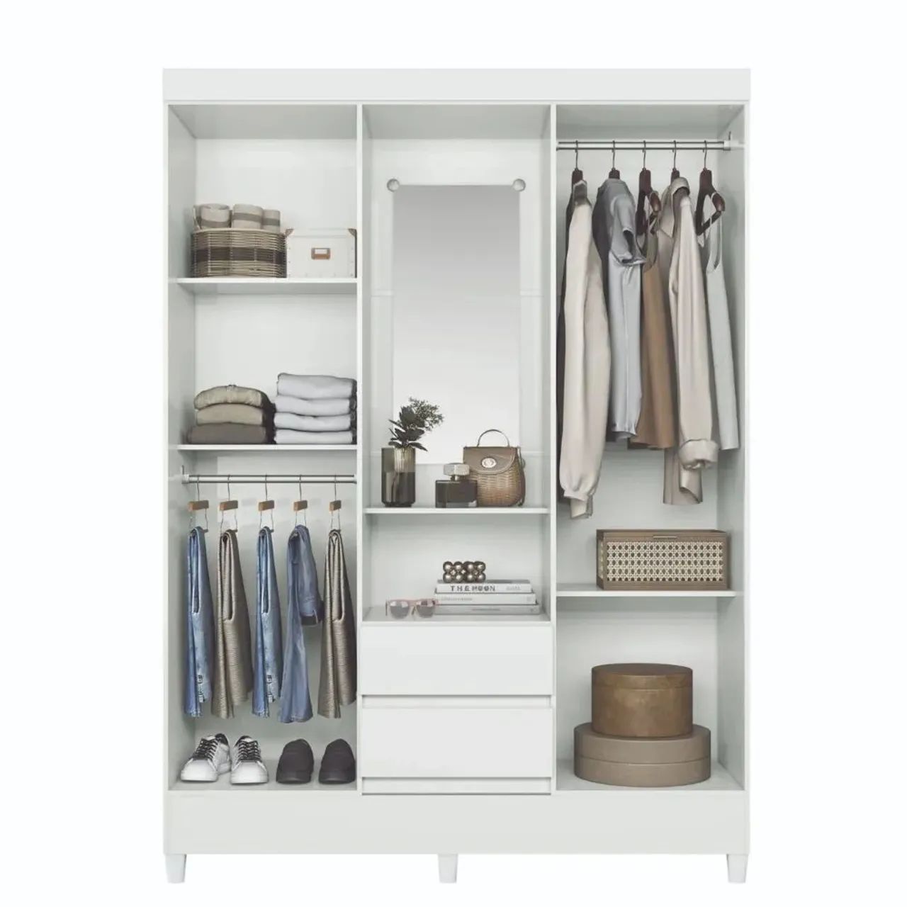 Guarda-Roupa Branco com 4 Portas e Espelho entrega e montagem grátis  - Foto 2