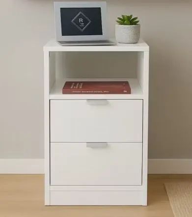 Mesa de Cabeceira Criado Mudo MDF Branco 