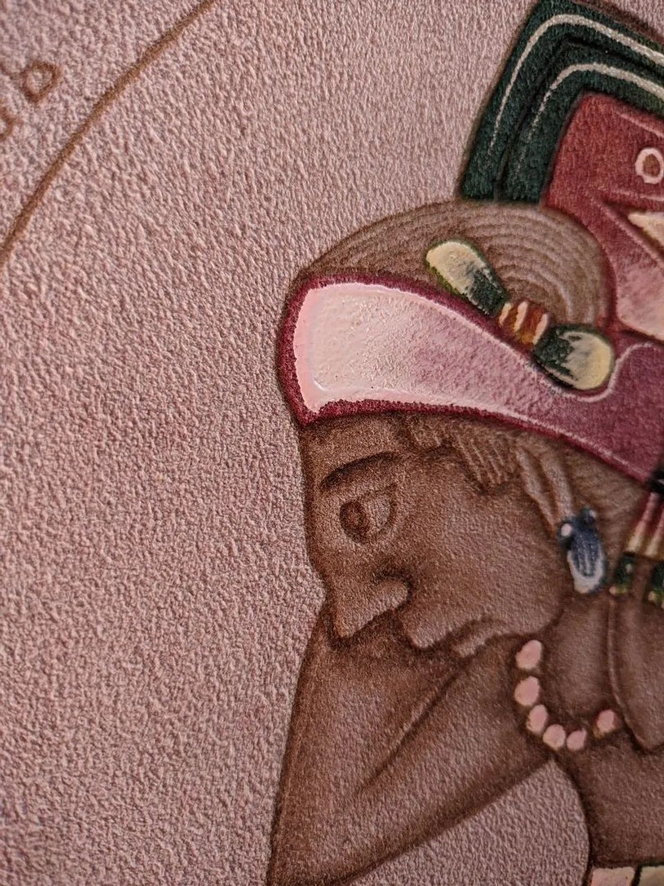 Quadro decorativo representação artística do Calendário Maia feito em couro. - Foto 3