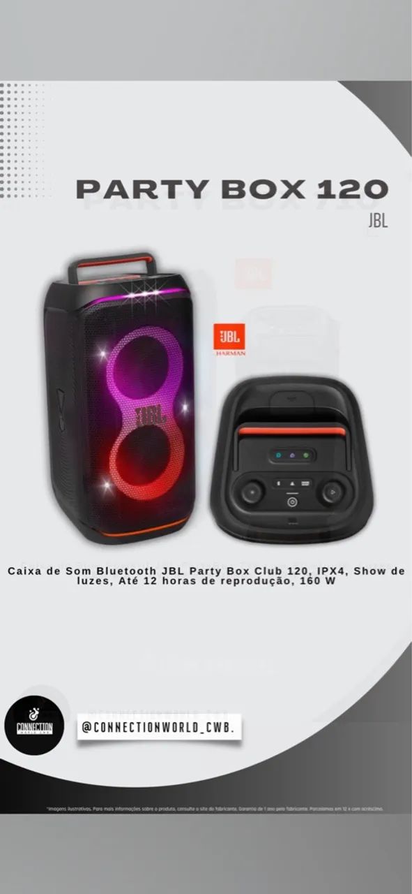 Caixa de Som JBL Party Box Club 120 - 160W - Bluetooth - IPX4