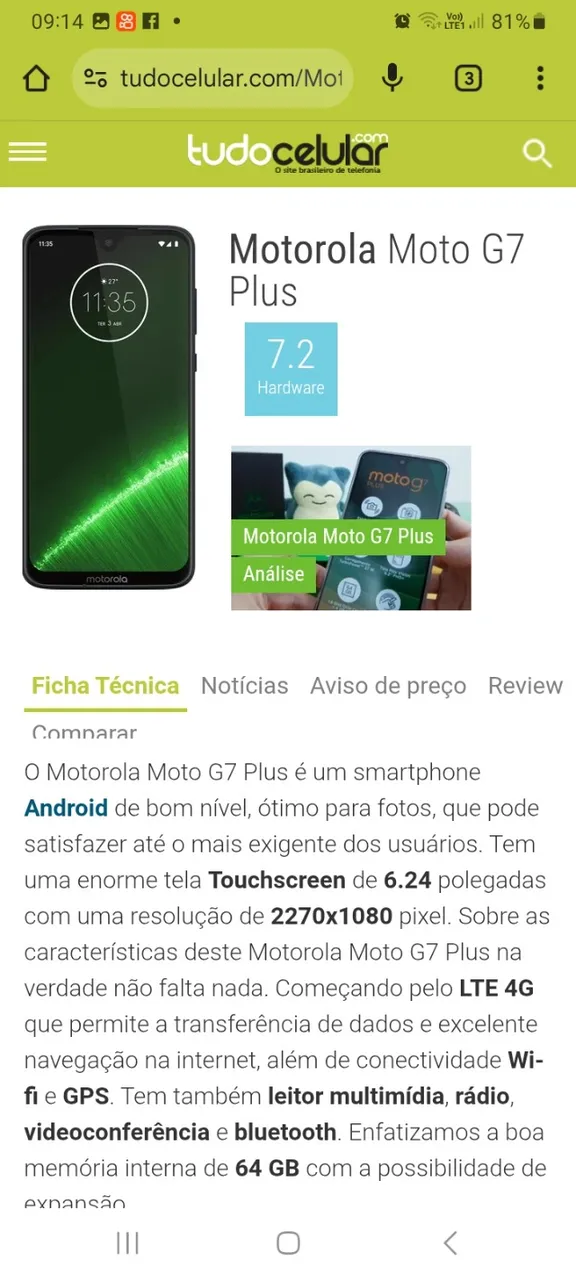 Celular moto g7