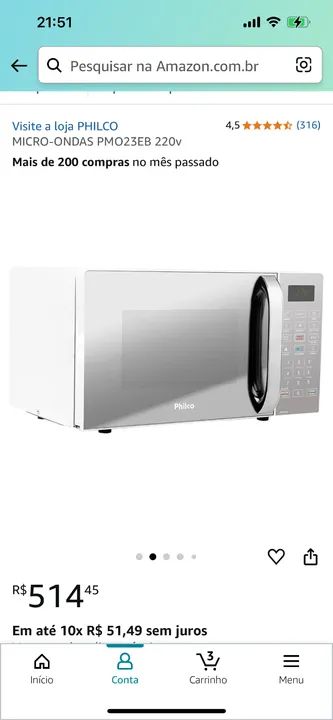 Microonda MICRO-ONDAS PMO23EB 220v nunca usado com nota fiscal