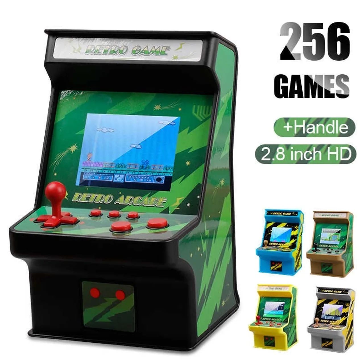 Mini Arcade Retrô 256 Jogos + Handle 2.8'' HD