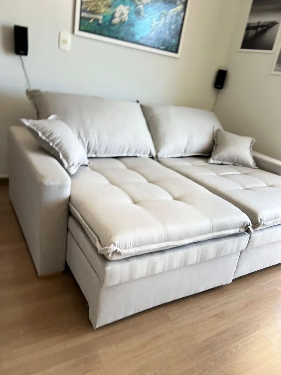 Sofá cama NOVO com baú em linho elegante e confortável  - Foto 3