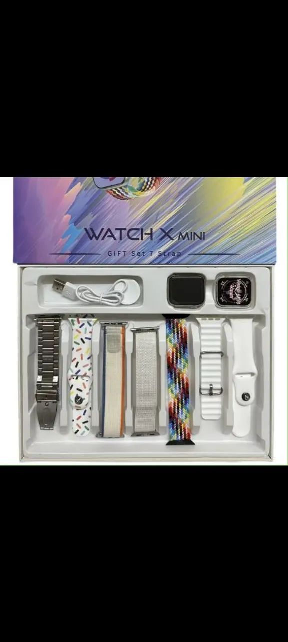 Smartwatch Watch X Mini com 7 pulseiras