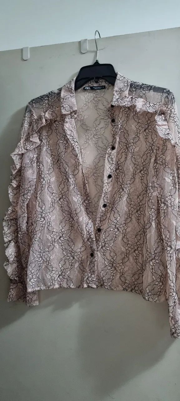 Camisa de renda manga longa nunca usada zara, m - Foto 4