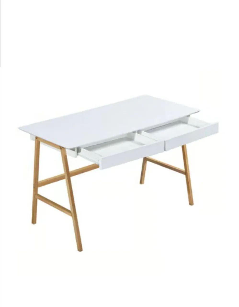 MESA ESCRIVANINHA MADEIRA 1.20M BRANCA COM 2 GAVETAS 