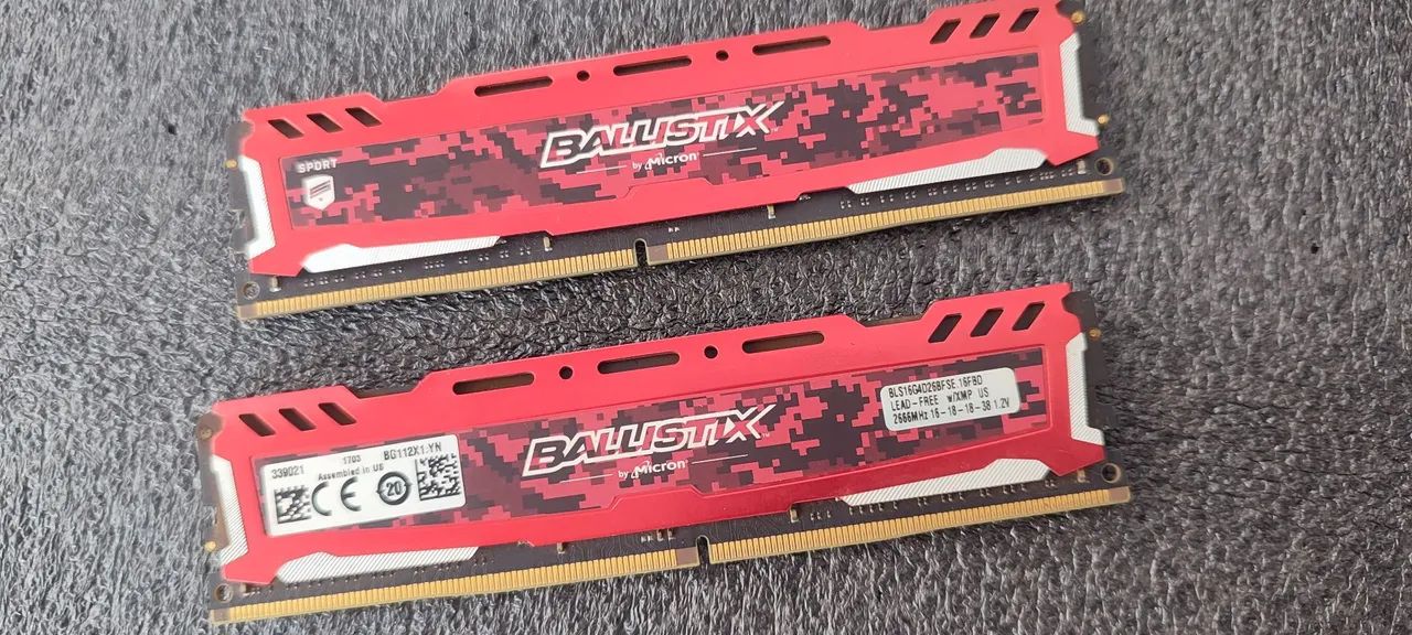 Ballistix Sport DDR4 16GB (each stick) 2666MHz Red Memory (kit)64396502909827120