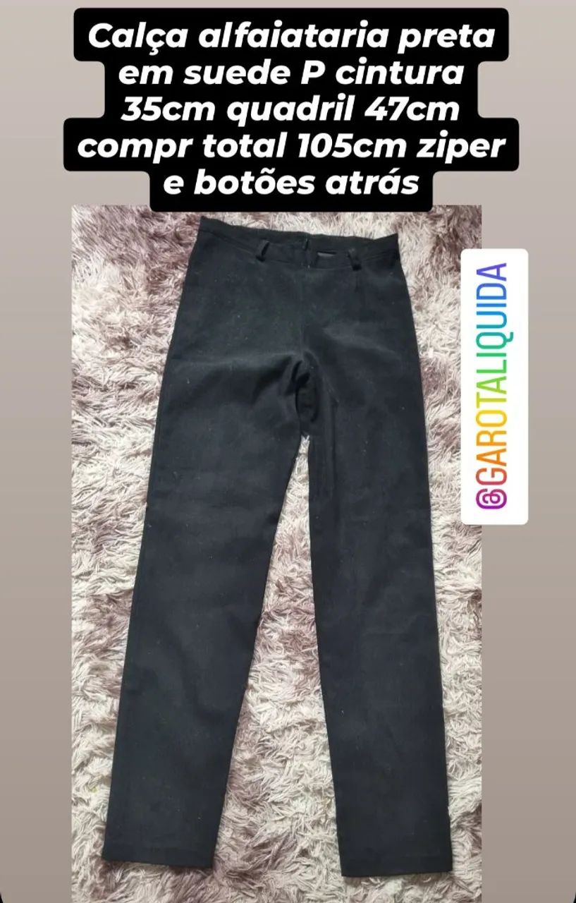 Calça Alfaiataria Preta em Suede