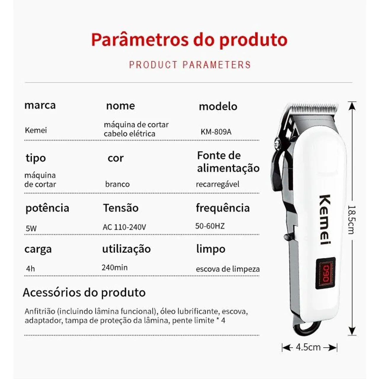 Máquina de Cortar Cabelo Kemei - Profissional. - Foto 2