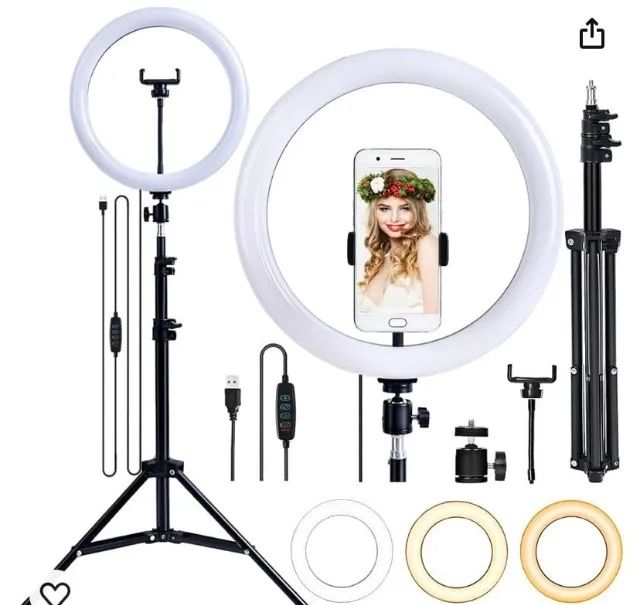 Ring Ligth 10 e 12 Polegadas com tripé regulável incluso.