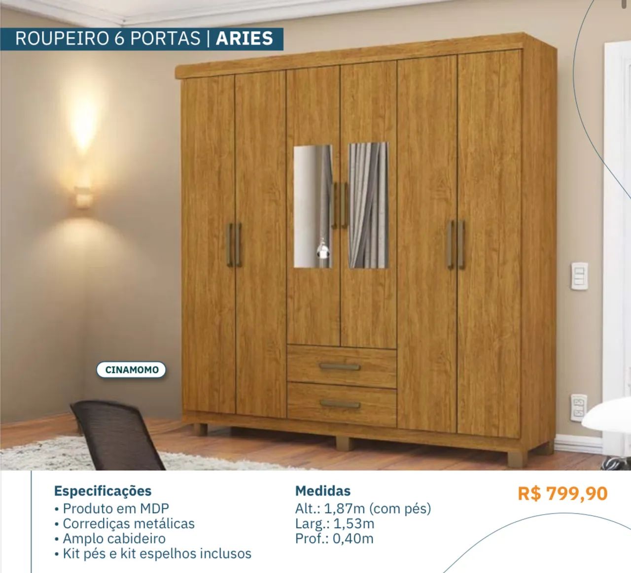 Guarda roupa com espelho parcelamento sem juros  - Foto 5
