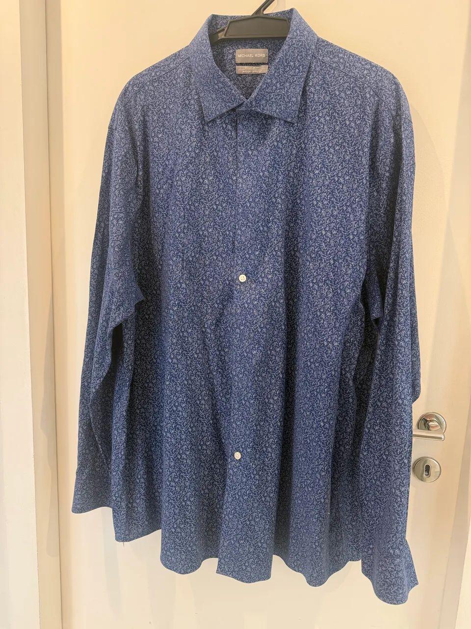 camisa social michael kors azul 2xg