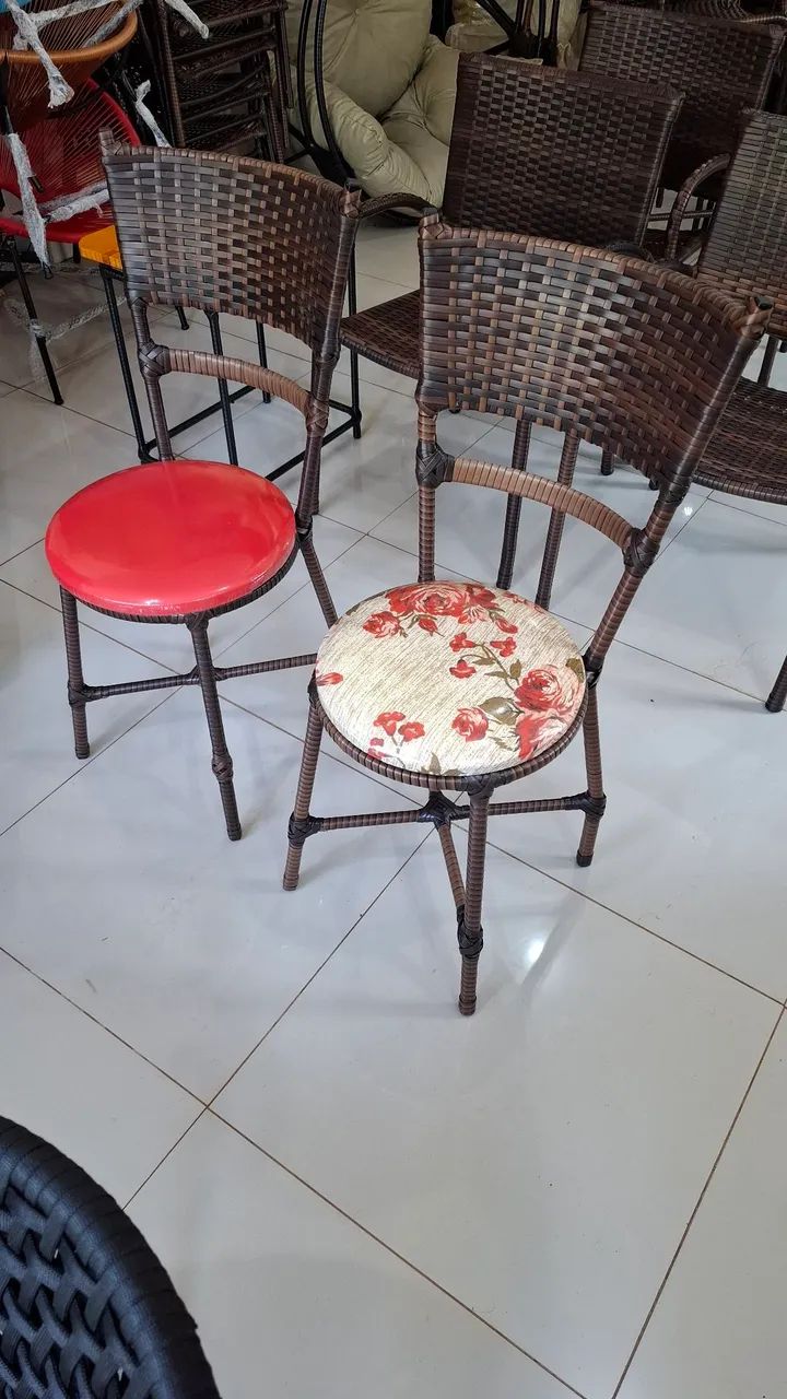 Par de Cadeiras para Mesa Ferro e Junco