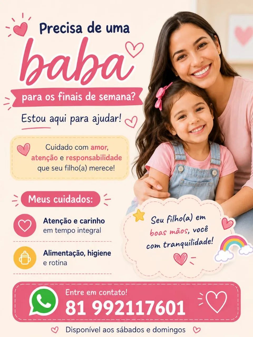 Babá para finais de semana!<br>
