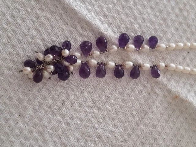 Colar de pérolas com ametistas  - Foto 2