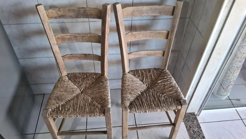 Cadeira assento de palha