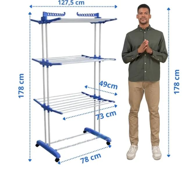 Kit pia cozinha, varal de chão desmontável, jogo pratos e talheres e lixeira inox. - Foto 3