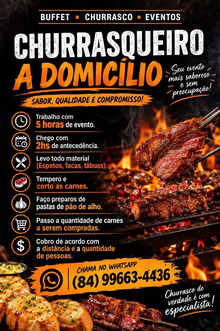 CHURRASQUEIRO A DOMICÍLIO E EVENTOS 