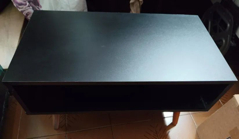 Mesa de Centro Retangular MDF preto nicho porta revista USADA - Foto 5