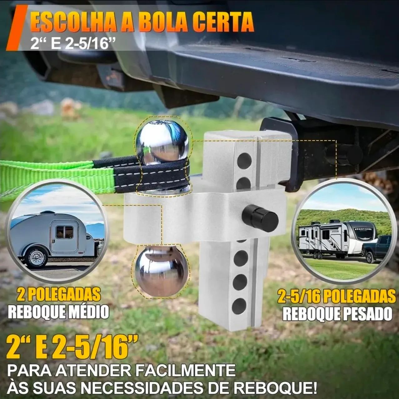 Kit ponteira de engate regulável com duas bolas - Foto 2