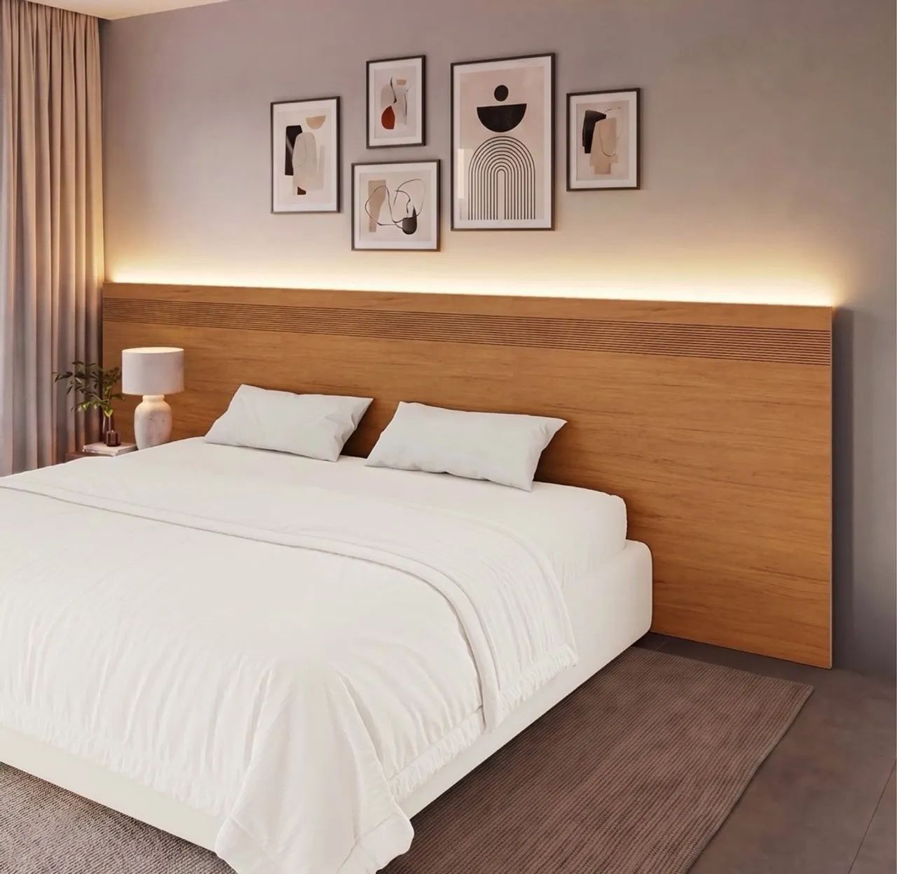 Cabeceira de Cama com LED + 2 Mesas de Cabeceira - NOVA, SEM USO! - Foto 3