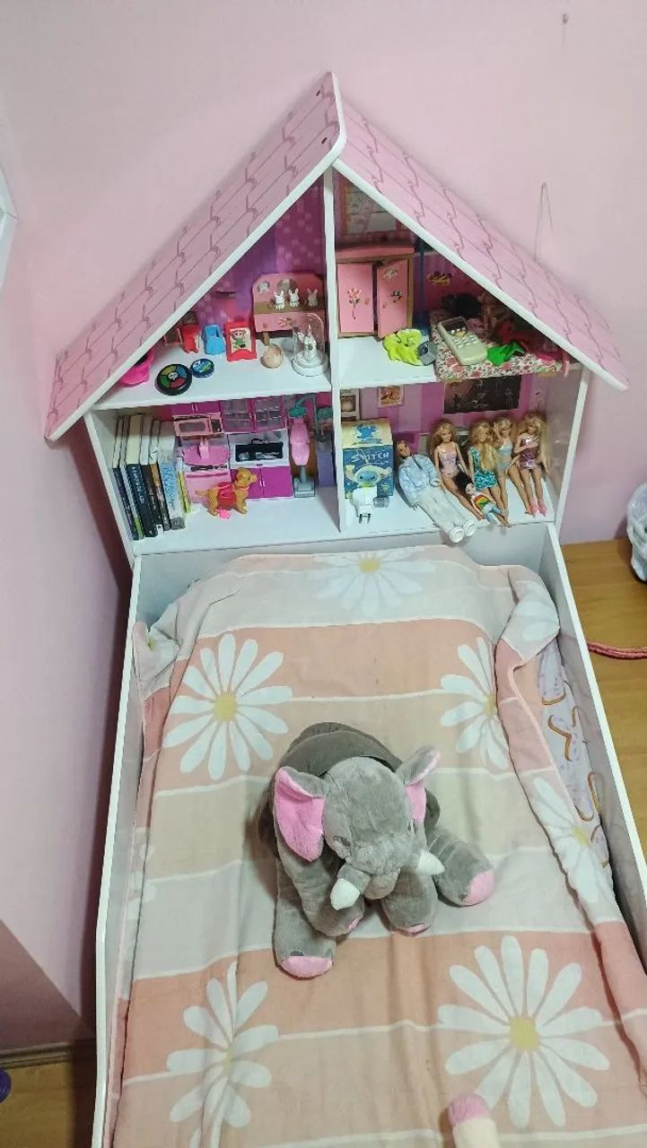 Cama solteiro infantil menina com casinha  - Foto 2