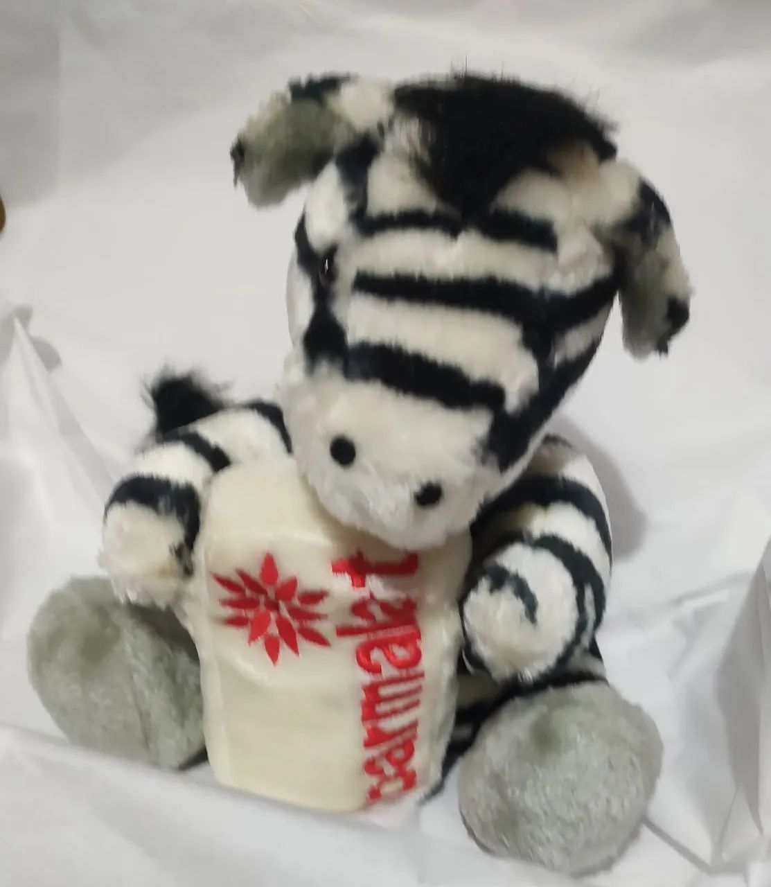 Boneco de pelúcia zebra da Parmalat 