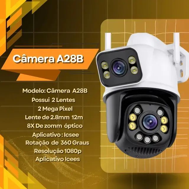 Câmera De Segurança A28b Ampla Visão Dupla 3+3 Mp Icsee Preta / branca