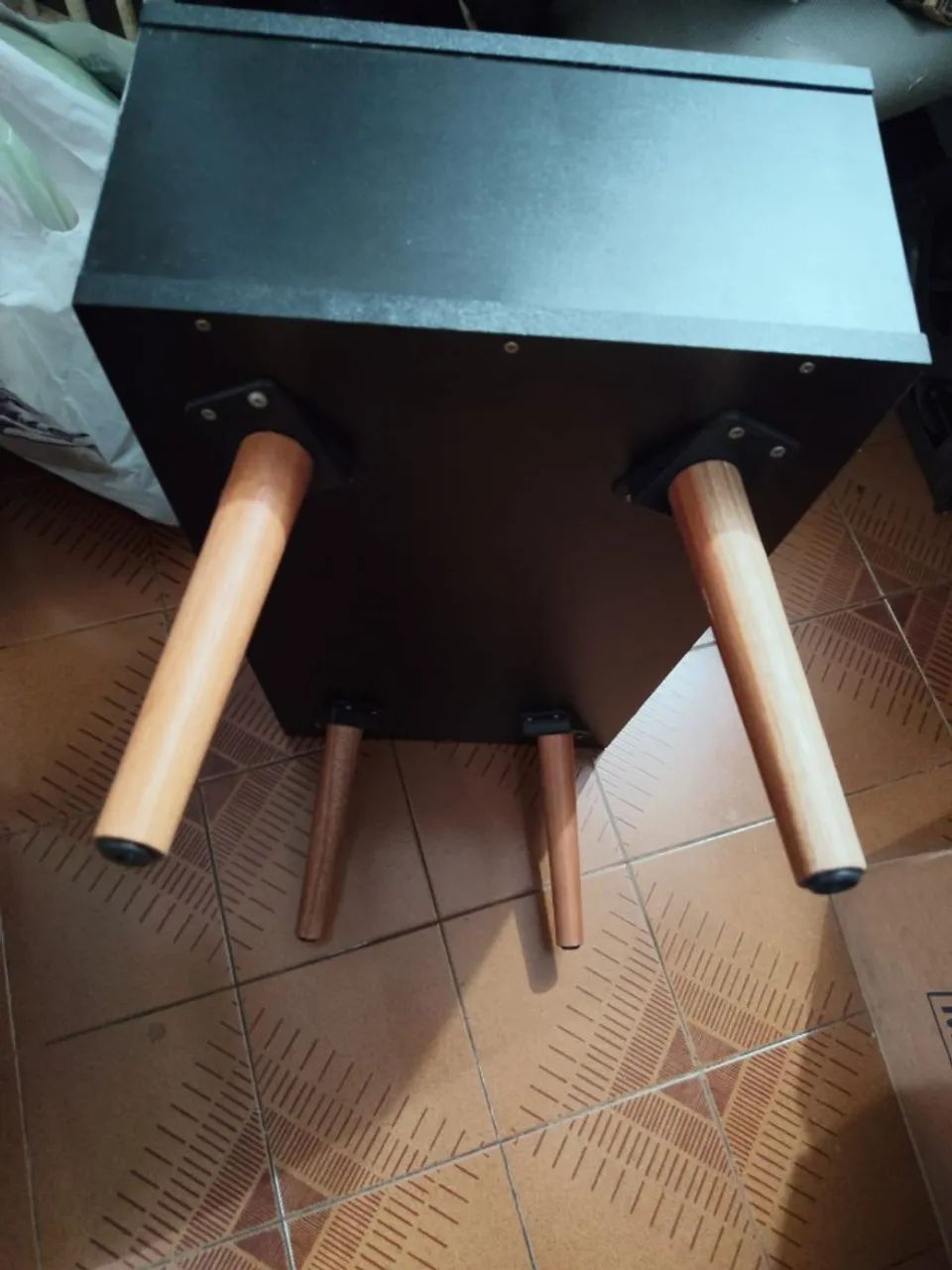 Mesa de Centro Retangular MDF preto nicho porta revista USADA - Foto 3