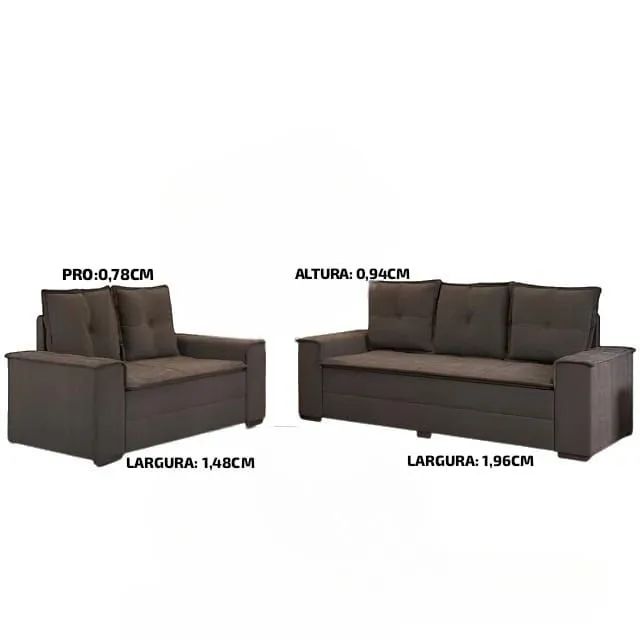 Sofa novo de 2 e 3 lugares Bélgica marrom confortável  - Foto 2