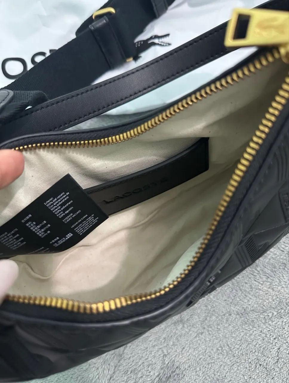 bolsa lacoste preta couro legítimo  - Foto 2