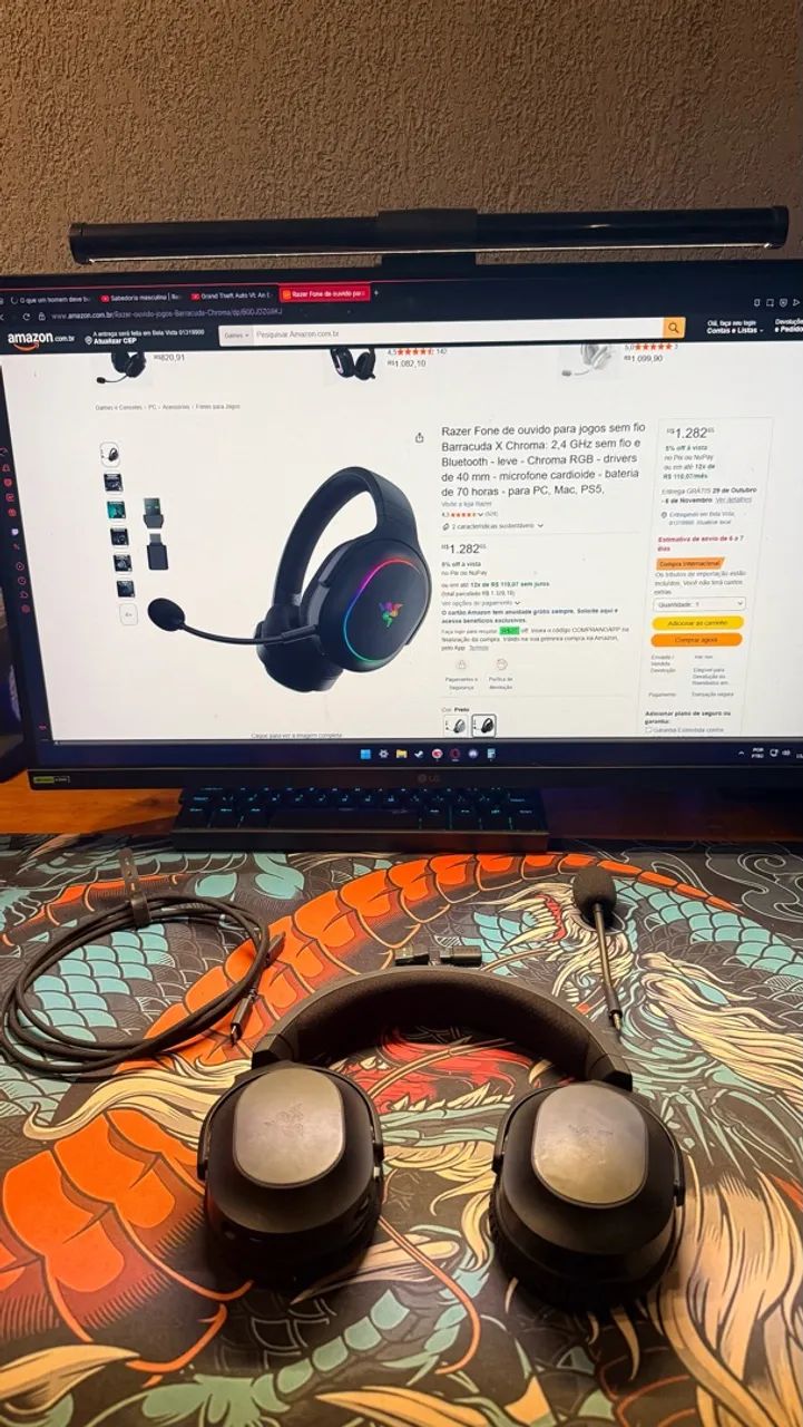 HEADSET RAZER PC E PS5 TOP DE LINHA 