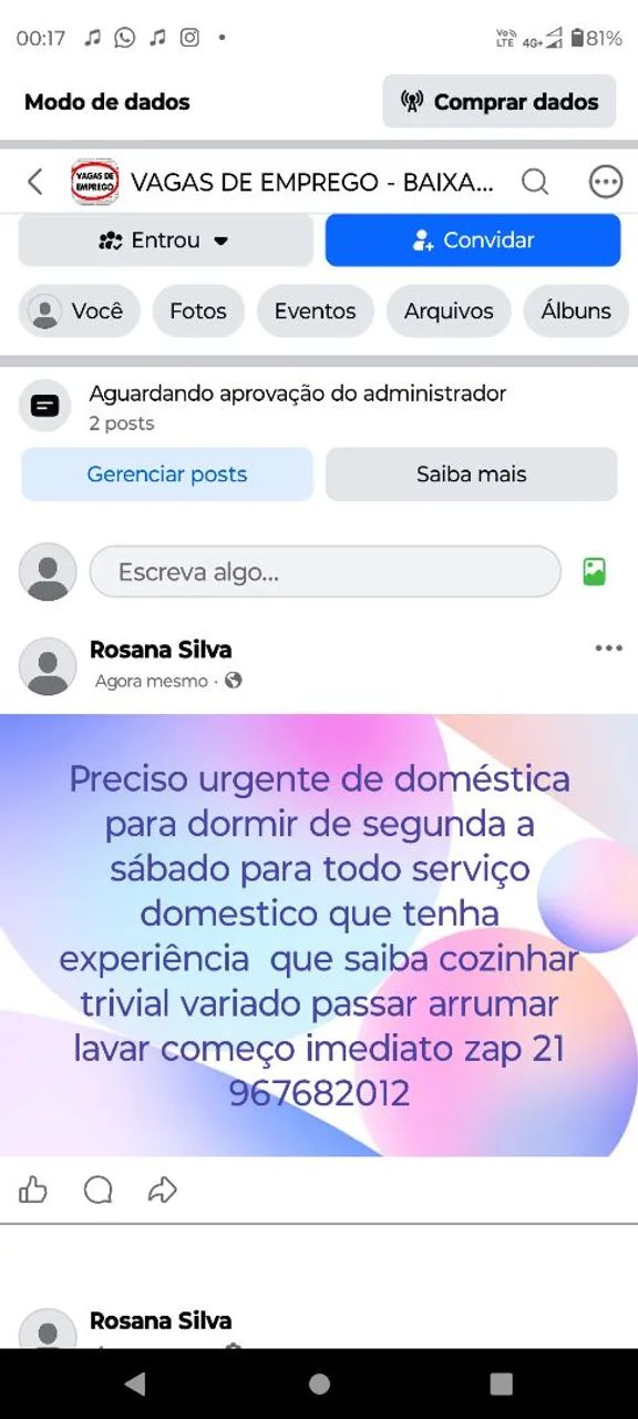 Preciso de uma doméstica 