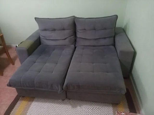 SOFÁ-CAMA 2 LUGARES CINZA - Foto 2