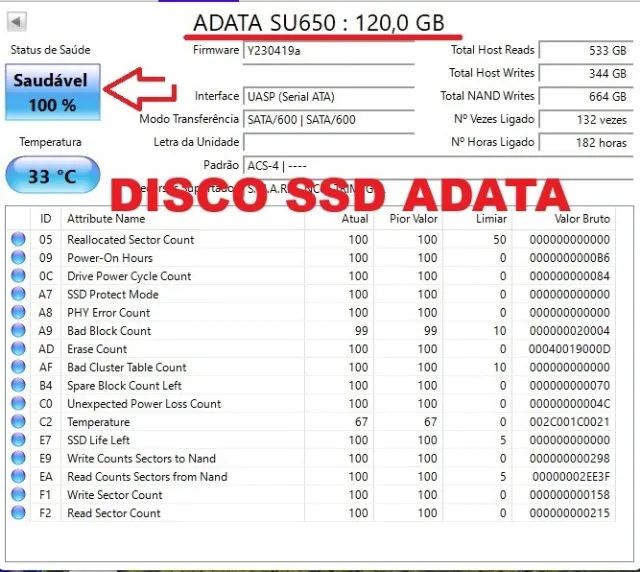 HD SSD 120GB BARATO e TESTADO - Adata SU650 - 120GB - Foto 2