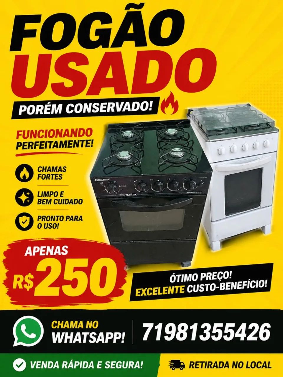 Fogao funcionando perfeitamente 
