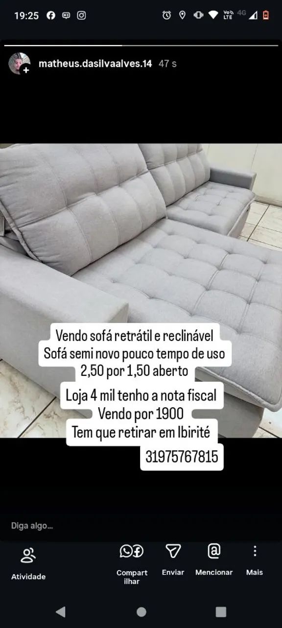 Vendo sofá retrátil e reclinável e rack rústico 