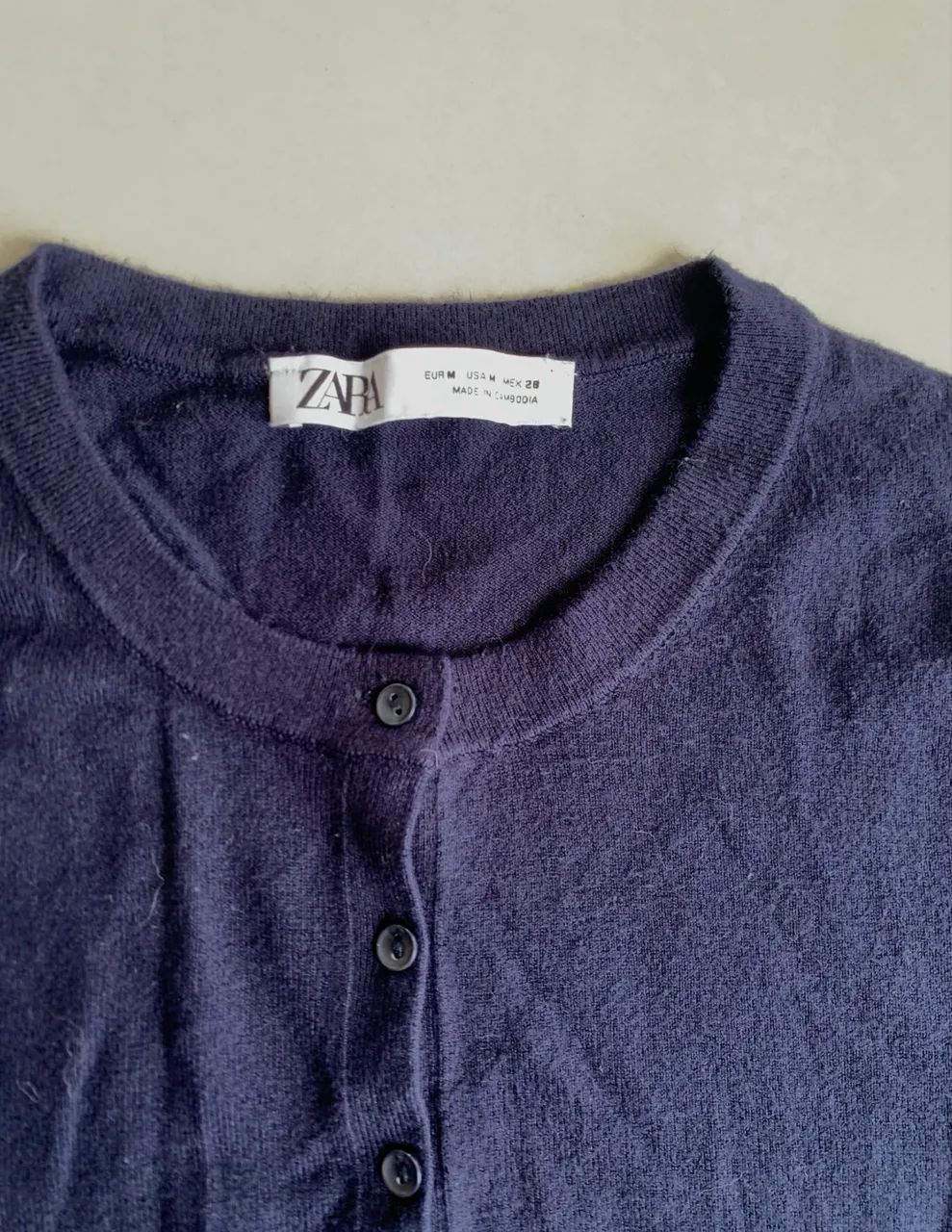 Suéter Zara manga curta azul marinho - M - Foto 2