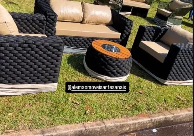 Jogo de sofa em tricô nautico