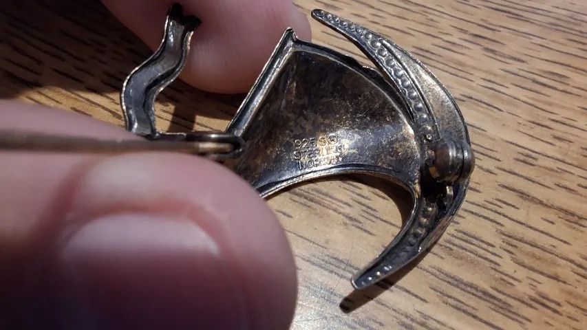 BROCHE VINTAGE NAVIO VIKING PRATA 925 E ESMALTE ESCANDINAVO  - Foto 2
