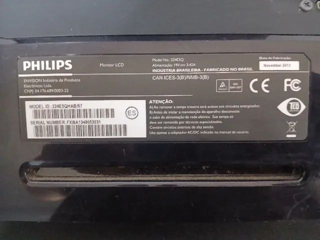 Monitor Philips 224E5QHAB (com defeito e para retirada de peças) - Foto 4