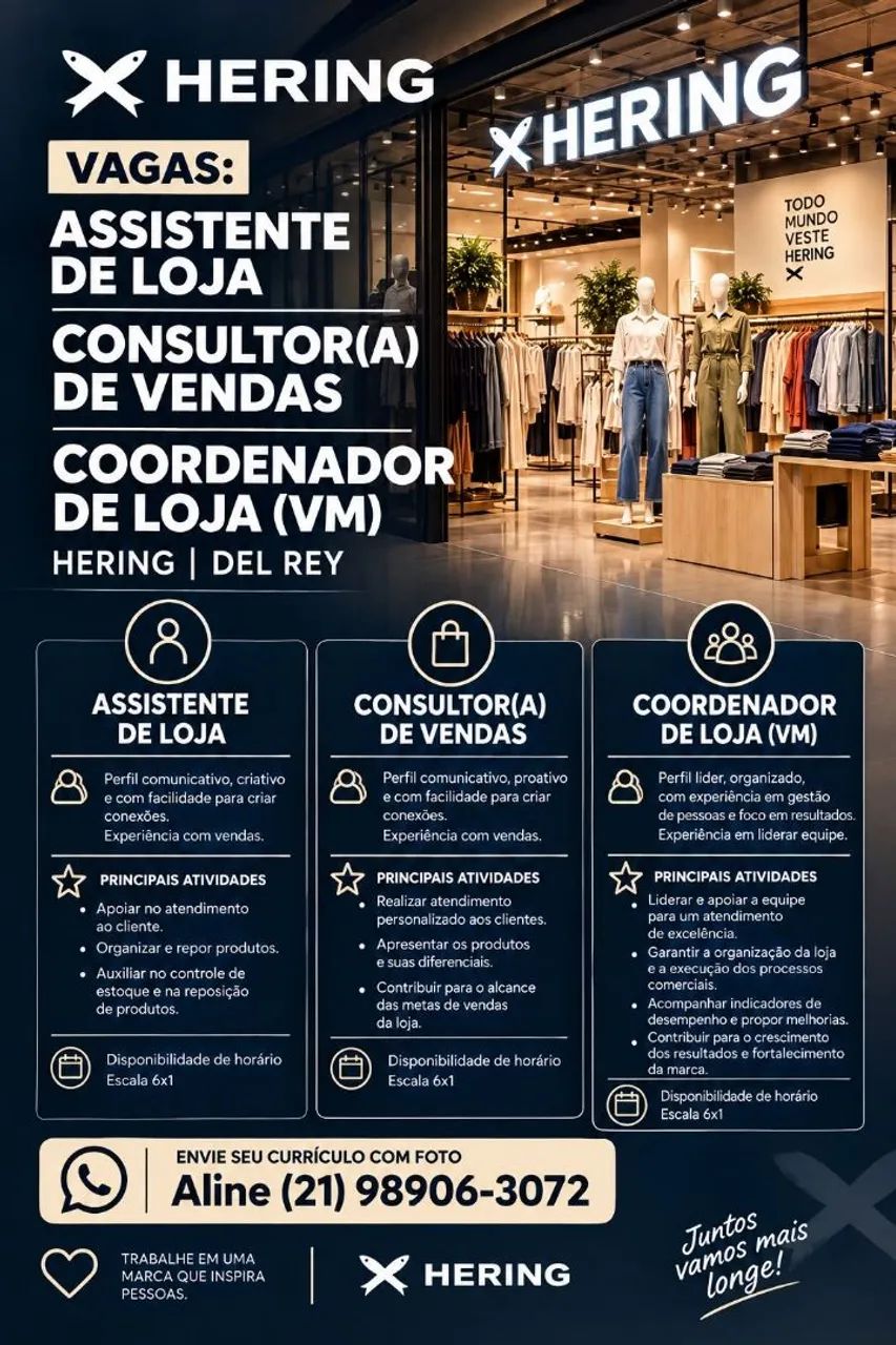 Oportunidade de primeiro emprego.
