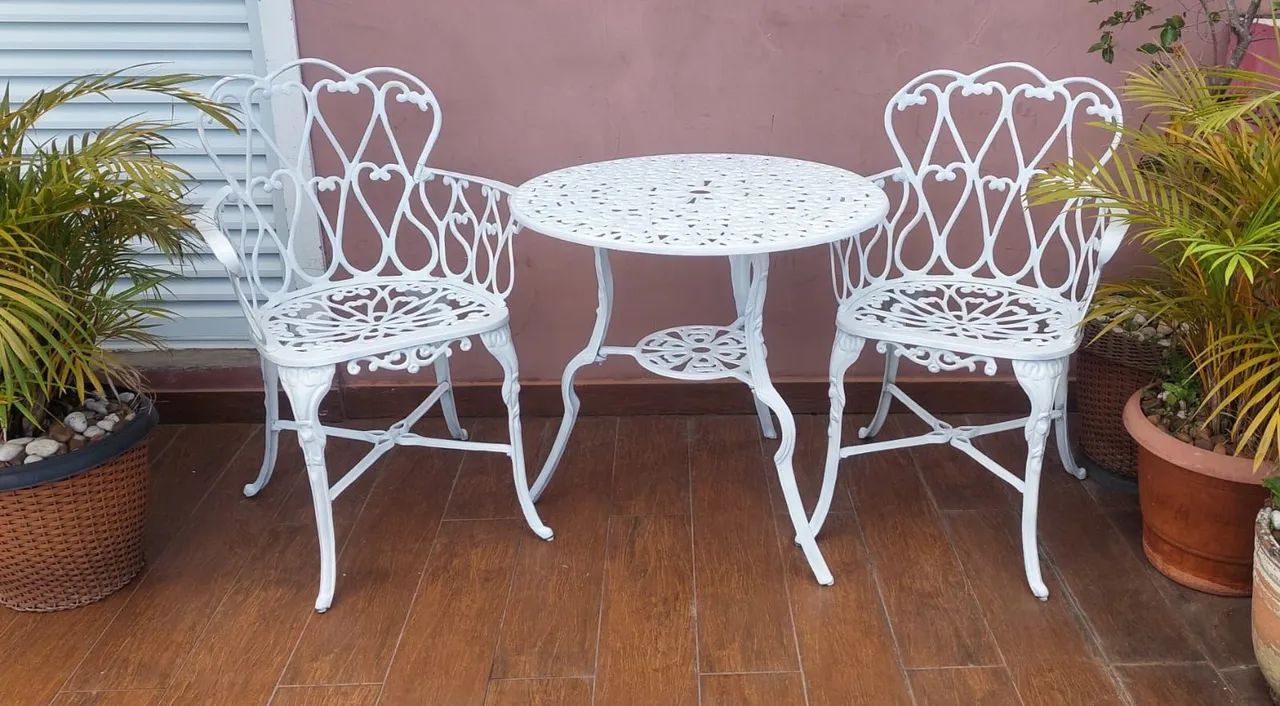 Conjunto de mesa com 2 cadeiras de jardim de alumínio  - Foto 2