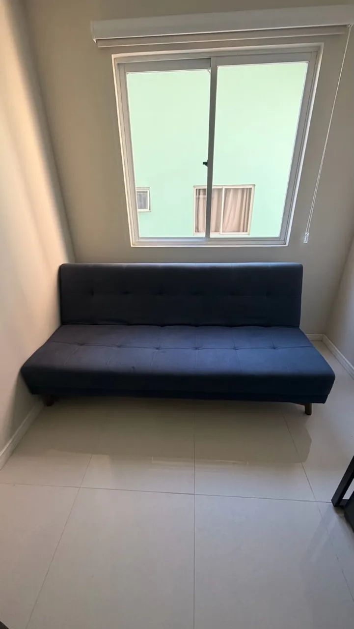 Sofá cama de linho azul 190x100cm